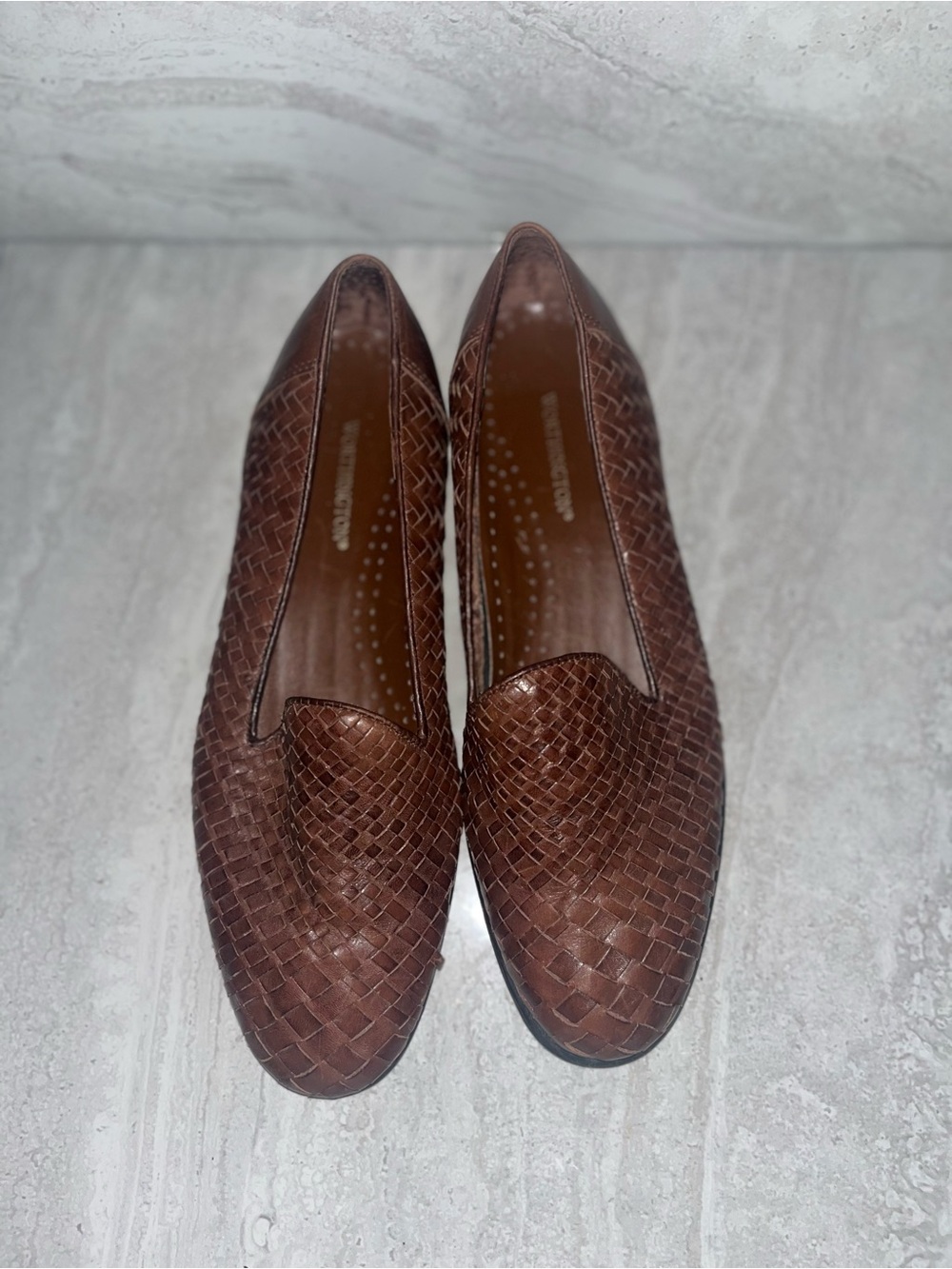 Worthington Brown Woven Leather Slip-On Loafers